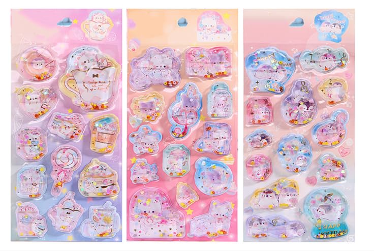 【サンキューシール】③レトロガール　ファション　10枚 送無】 3枚セット シール 3D 女の子 子供 可愛い 立体 ステッカー